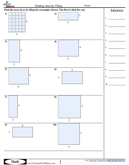 Area & Perimeter Worksheets - Finding Area by Tiling  worksheet